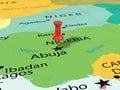 Pushpin on Abuja map