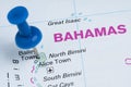 Pushpin Bahamas Map Destination Vacation Royalty Free Stock Photo