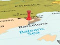 Pushpin on Barcelona map Royalty Free Stock Photo