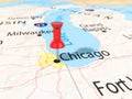 Pushpin on Chicago map Royalty Free Stock Photo