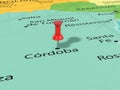 Pushpin on Cordoba map Royalty Free Stock Photo