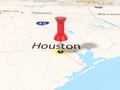 Pushpin on Houston map Royalty Free Stock Photo