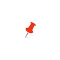 Pushpin icon. Red office push pin or needle for notice board. Empty closeup infographic design element for business