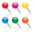 Pushpin icons. Pins set. Isolated on white. Royalty Free Stock Photo