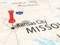 Pushpin on Kansas city map Royalty Free Stock Photo
