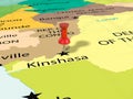 Pushpin on Kinshasa map