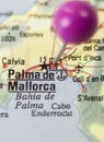 Pushpin marking on Palma de Majorca, Spain Royalty Free Stock Photo