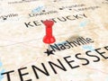 Pushpin on Nashville map Royalty Free Stock Photo