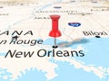 Pushpin on New Orleans map Royalty Free Stock Photo