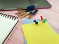 Pushpin notepad office, , writing laptop keys designer business notepad stationery