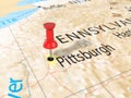 Pushpin on Pittsburgh map