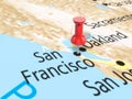 Pushpin on San Francisco map Royalty Free Stock Photo