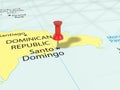 Pushpin on Santo Domingo map