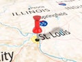 Pushpin on St Louis map Royalty Free Stock Photo