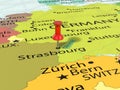 Pushpin on Strasbourg map