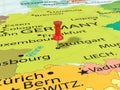 Pushpin on Stuttgart map Royalty Free Stock Photo