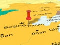 Pushpin on Tianjin map