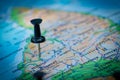 Pushpins map destination travel Royalty Free Stock Photo