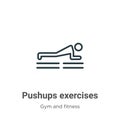 Pushups exercises outline vector icon. Thin line black pushups exercises icon, flat vector simple element illustration from