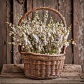 Pussywillow Bouquet in a Wicker Basket Royalty Free Stock Photo