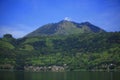 Pusuk Buhit Mountain View from Pangururan in Toba Lake, Samosir Island, North Sumatra, Indonesia