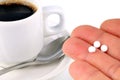 Put aspartame in a cup of coffee