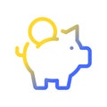 Put coin into piggy bank pixel perfect gradient linear ui icon Royalty Free Stock Photo