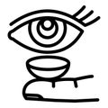 Put contact lens icon, outline style Royalty Free Stock Photo