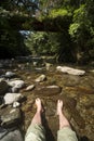 Put feet in brook Royalty Free Stock Photo