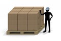 Put the item in a cardboard box. Stack your luggage. Open the cardboard. Warehouse management