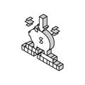 put money in piggy bank isometric icon vector illustration Royalty Free Stock Photo