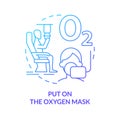 Put on oxygen mask blue gradient concept icon