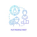 Put people first blue gradient concept icon