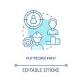 Put people first turquoise concept icon