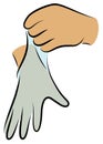 Put rubber gloves on your hands. Hygienic procedure. Disease prevention, good for health. Vector illustration Royalty Free Stock Photo