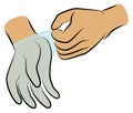 Put rubber gloves on your hands. Hygienic procedure. Disease prevention, good for health. Vector illustration Royalty Free Stock Photo