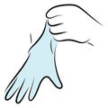 Put rubber gloves on your hands. Hygienic procedure. Disease prevention, good for health. Vector illustration Royalty Free Stock Photo