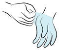 Put rubber gloves on your hands. Hygienic procedure. Disease prevention, good for health. Vector illustration Royalty Free Stock Photo