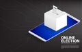 Put vote to election box with mobile phone. Royalty Free Stock Photo