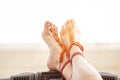 Put your feet up and relax on the beach Royalty Free Stock Photo