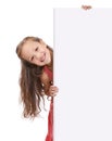 Put your message here. A little girl holding a blank placard for copyspace. Royalty Free Stock Photo