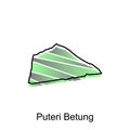 Puteri Betung map City. vector map of province Aceh capital Country colorful design, illustration design template on white