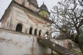 Exterior of the Shiva Temple in foggy morning in Puthia, Bangladesh.