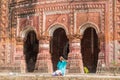 PUTHIA, BANGLADESH - NOVEMBER 10, 2016: Local man at Govinda temple in Puthia village, Banglade