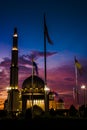 Putra Mosque and firy sky sunset Royalty Free Stock Photo