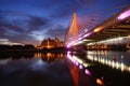 Putrajaya bridge nightscape with reflection effect Royalty Free Stock Photo