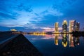 Putrajaya Burning Sunrise with a butterfly bridge in the background and beautiful reflection .