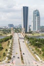 Putrajaya, Malaysia - circa September 2015: Seri Gemilang Bridge and Heritage Square in Putrajaya, Malaysia