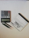 13/10/2020 Putrajaya, Malaysia, view of canon calculator,marker pen and cambodia calendar