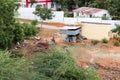 PUTTAPARTHI, ANDHRA PRADESH, INDIA - JULY 9, 2017: View of the indian dwelling. Copy space for text.